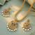 Gold tone statement necklace set for women with royal blue crystal