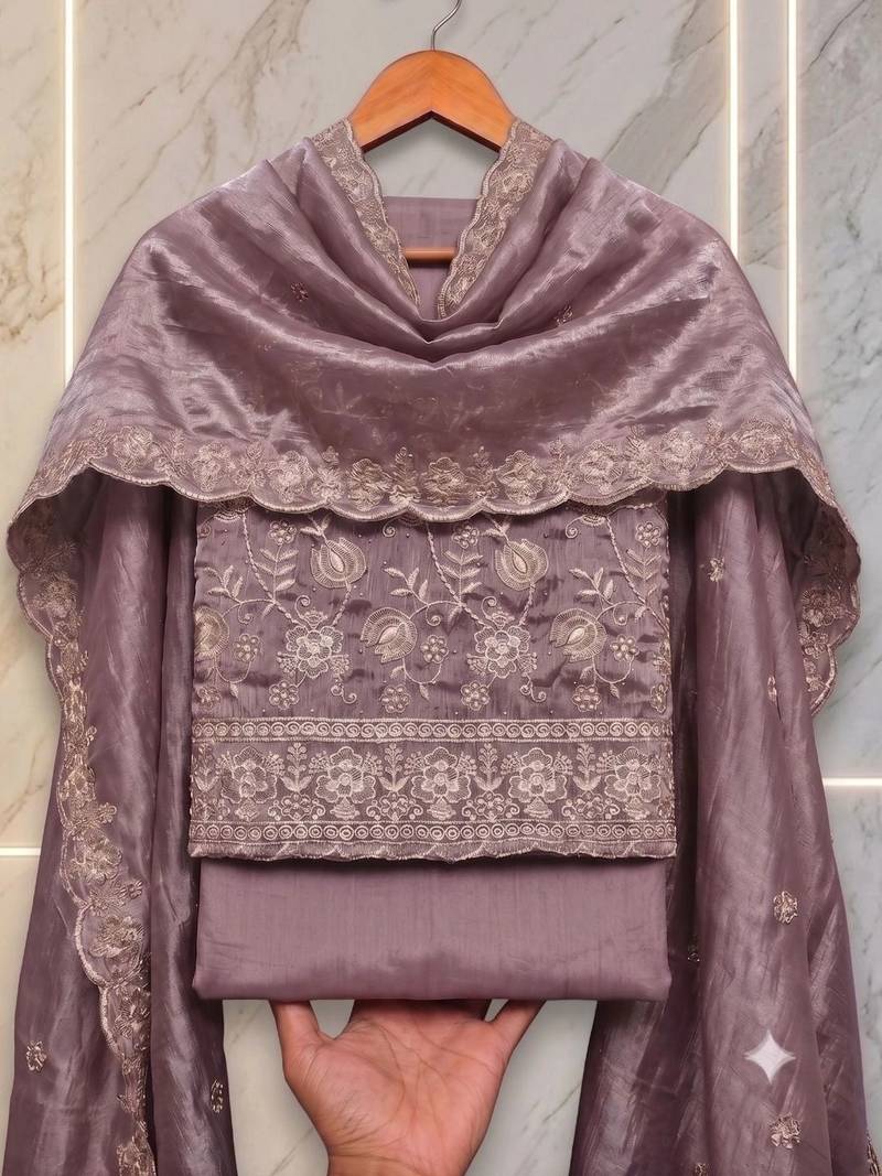 Embellished Unstitched Dress Material