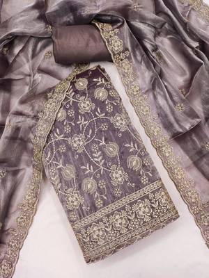 Embellished Unstitched Dress Material 4