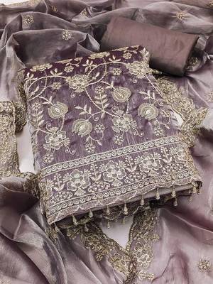 Embellished Unstitched Dress Material 5