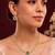 Gold tone statement necklace set for women, green crystal pendant