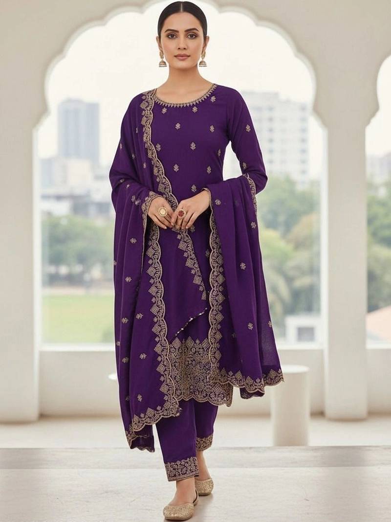 Embellished Unstitched Dress Material