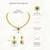 Gold tone statement necklace set for women, green crystal pendant