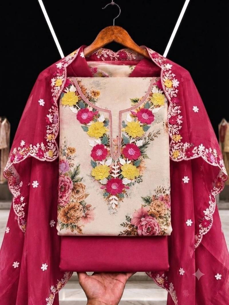 Embellished Unstitched Dress Material