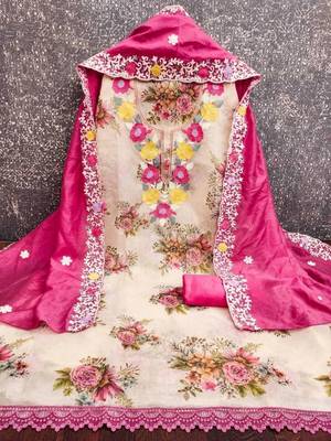 Embellished Unstitched Dress Material 3