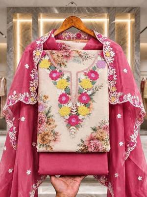 Embellished Unstitched Dress Material 4