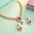 Gold tone statement necklace set for women, pink crystal pendant