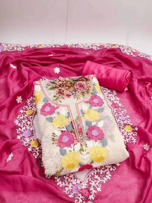 Embellished Unstitched Dress Material 5