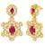 Gold tone statement necklace set for women, pink crystal pendant