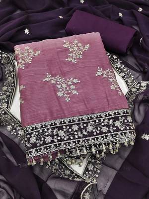 Embellished Unstitched Dress Material 2