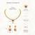 Gold tone statement necklace set for women, pink crystal pendant