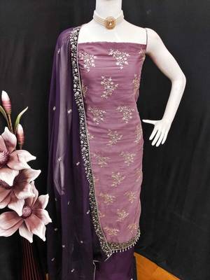 Embellished Unstitched Dress Material 4