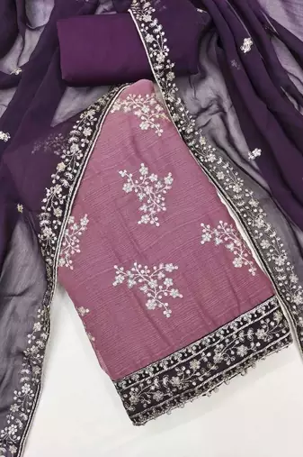 Embellished Unstitched Dress Material