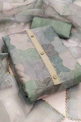 Women Embroidered Unstitched Dress Material with Dupatta