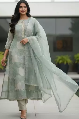 Women Embroidered Unstitched Dress Material with Dupatta