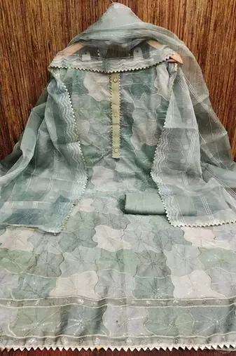Women Embroidered Unstitched Dress Material with Dupatta