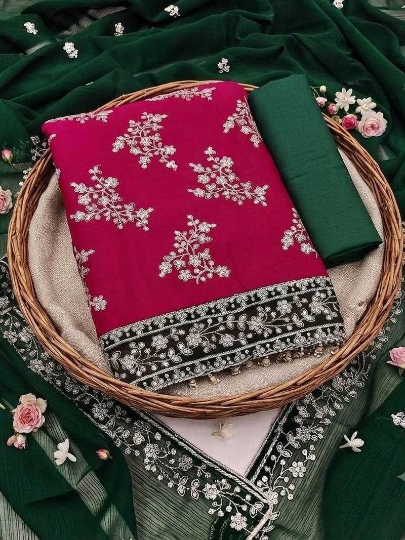 Embellished Unstitched Dress Material