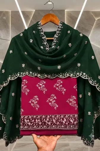 Embellished Unstitched Dress Material
