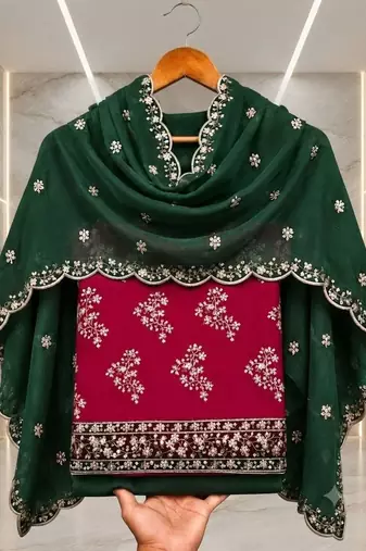 Embellished Unstitched Dress Material