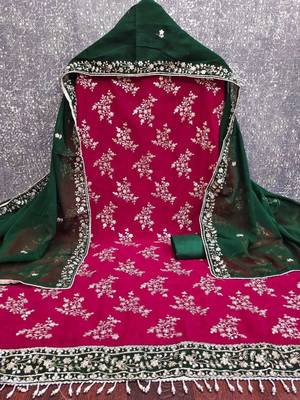 Embellished Unstitched Dress Material 4