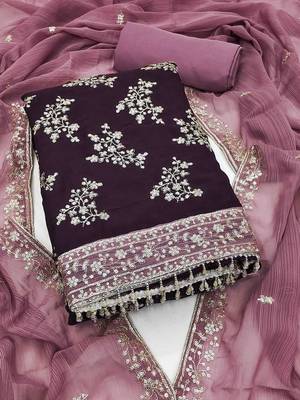 Embellished Unstitched Dress Material 4