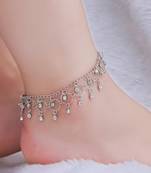Silver plated cubic zirconia studded anklet stylish fancy payal gift for women