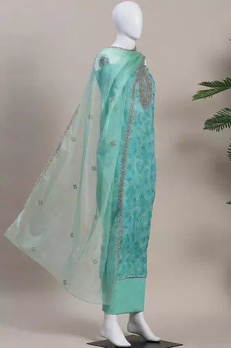 Embroidered Organza Unstitched Dress Material