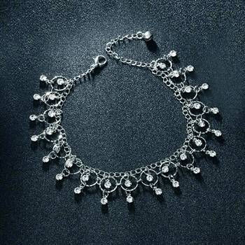 Silver plated cubic zirconia studded anklet stylish fancy payal gift for women 2