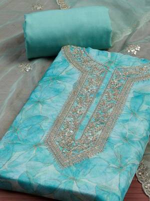 Embroidered Organza Unstitched Dress Material 1
