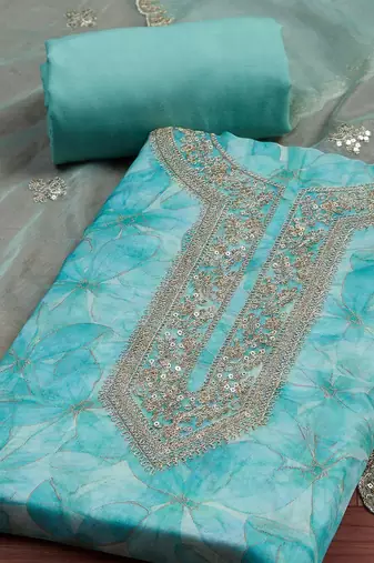 Embroidered Organza Unstitched Dress Material