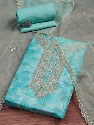 Embroidered Organza Unstitched Dress Material 4