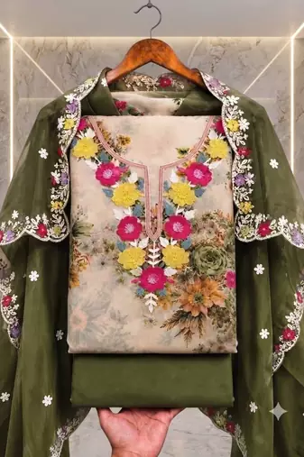 Embellished Unstitched Dress Material