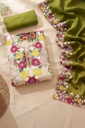 Embellished Unstitched Dress Material