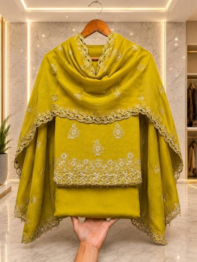 Embellished Unstitched Dress Material