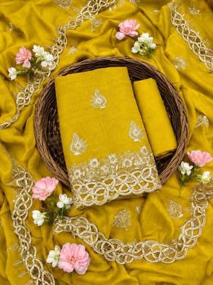 Embellished Unstitched Dress Material 2