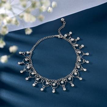 Silver plated cubic zirconia studded anklet stylish fancy payal gift for women 5
