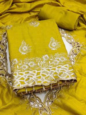 Embellished Unstitched Dress Material 4