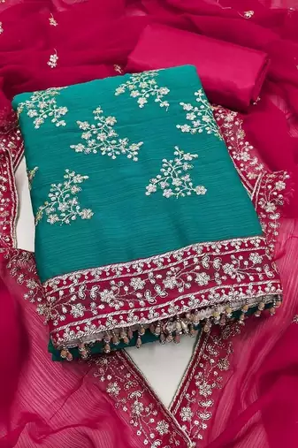 Embellished Unstitched Dress Material