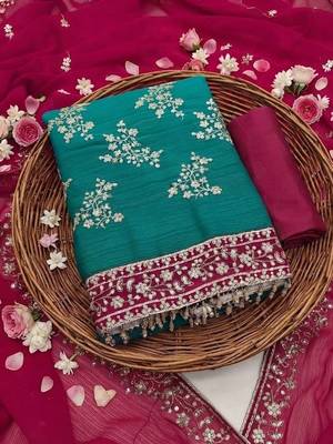 Embellished Unstitched Dress Material 2