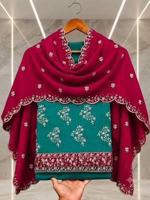 Embellished Unstitched Dress Material 3