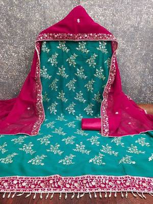 Embellished Unstitched Dress Material 4