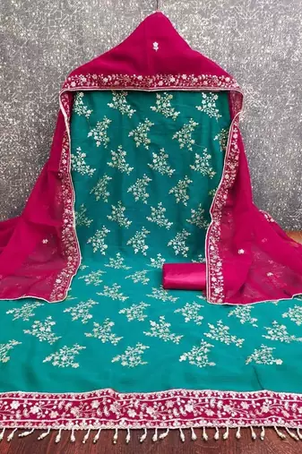 Embellished Unstitched Dress Material