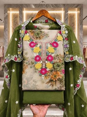 Embellished Unstitched Dress Material 2