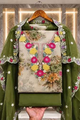 Embellished Unstitched Dress Material