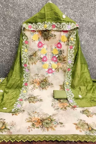 Embellished Unstitched Dress Material
