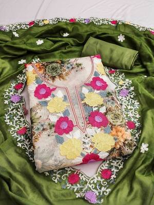 Embellished Unstitched Dress Material 3