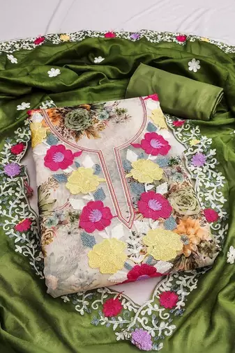 Embellished Unstitched Dress Material