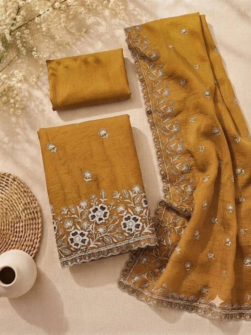 Embellished Unstitched Dress Material
