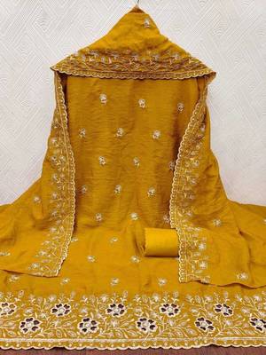 Embellished Unstitched Dress Material 2