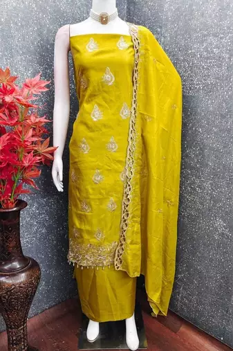 Embellished Unstitched Dress Material